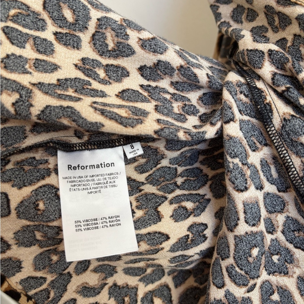 Reformation Leopard Print Midi Dress in Brown and Black - Picture 10 of 10